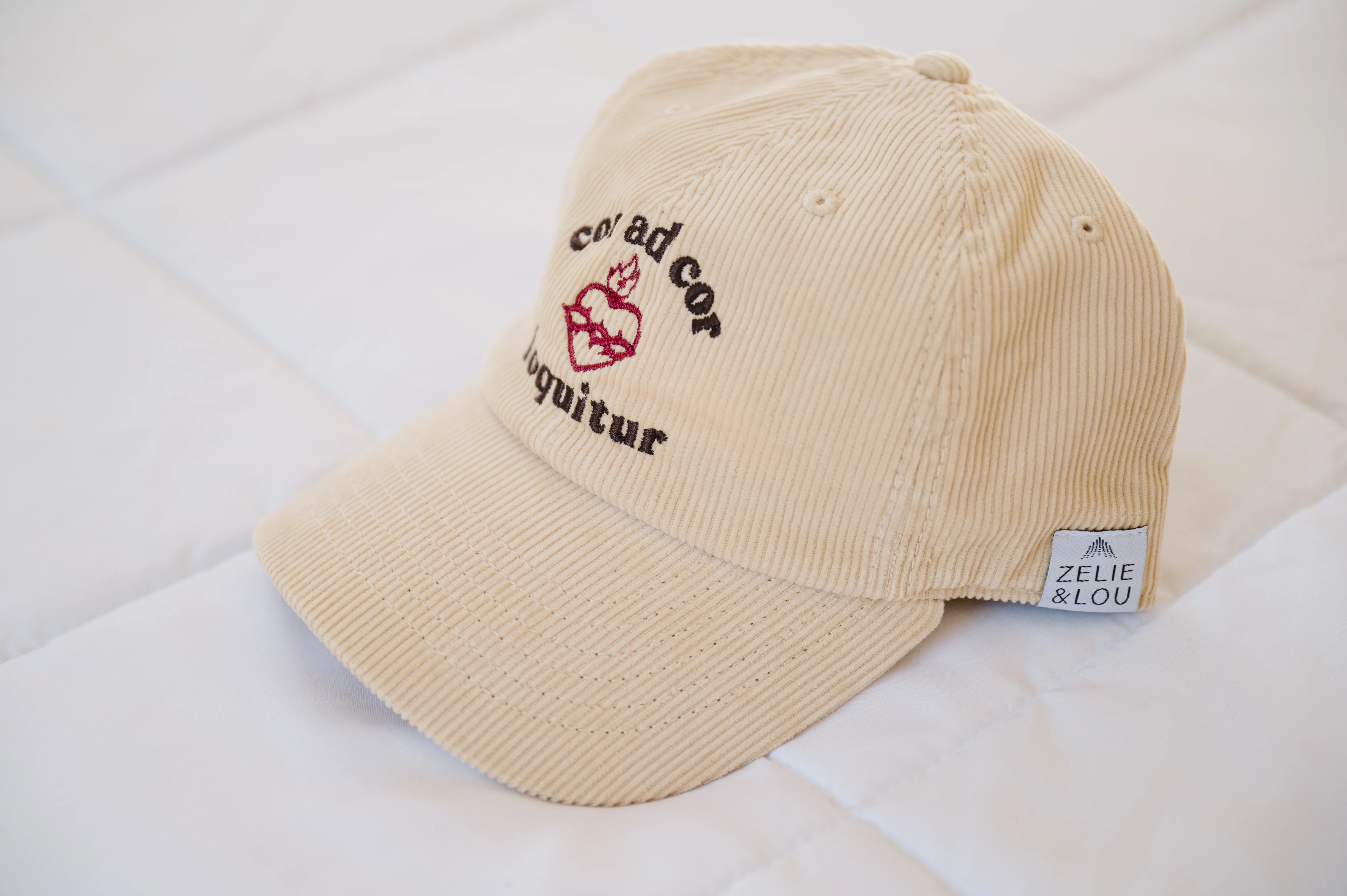 "Cor ad Cor Loquitur" / Sacred Heart of Jesus Corduroy Hat - Image 5