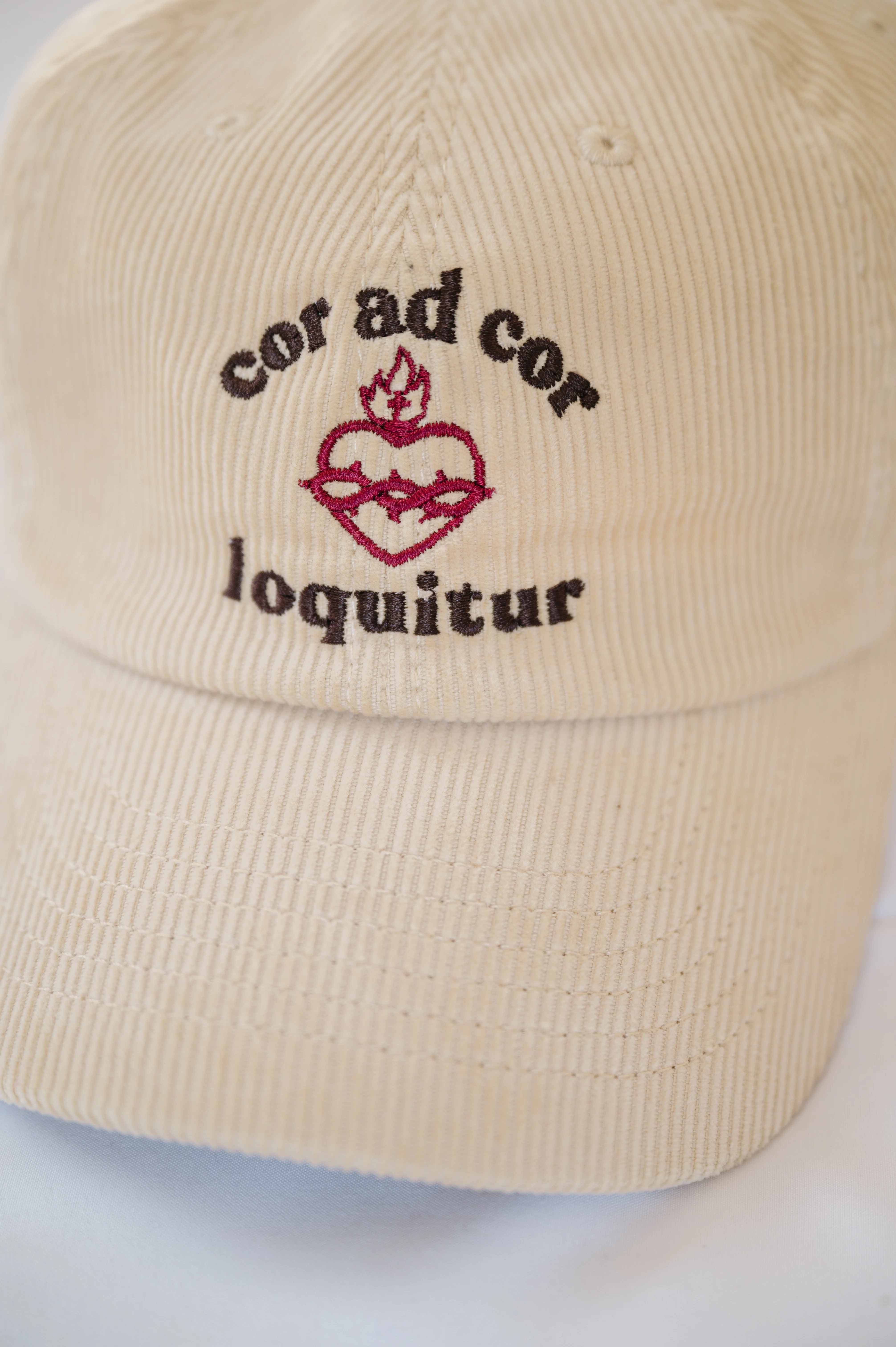 "Cor ad Cor Loquitur" / Sacred Heart of Jesus Corduroy Hat - Image 6