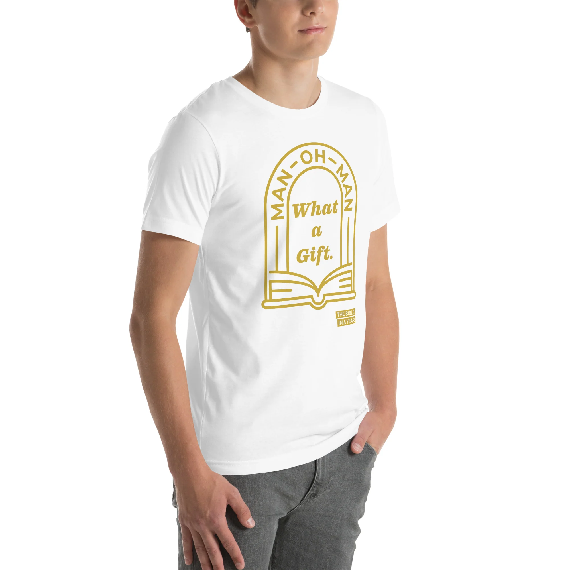 "Man Oh Man" / Bible in a Year Crew T-Shirt - Image 11