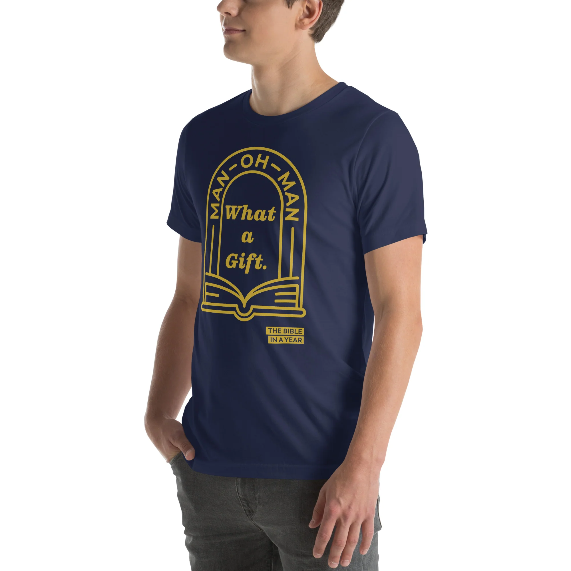 "Man Oh Man" / Bible in a Year Crew T-Shirt - Image 15