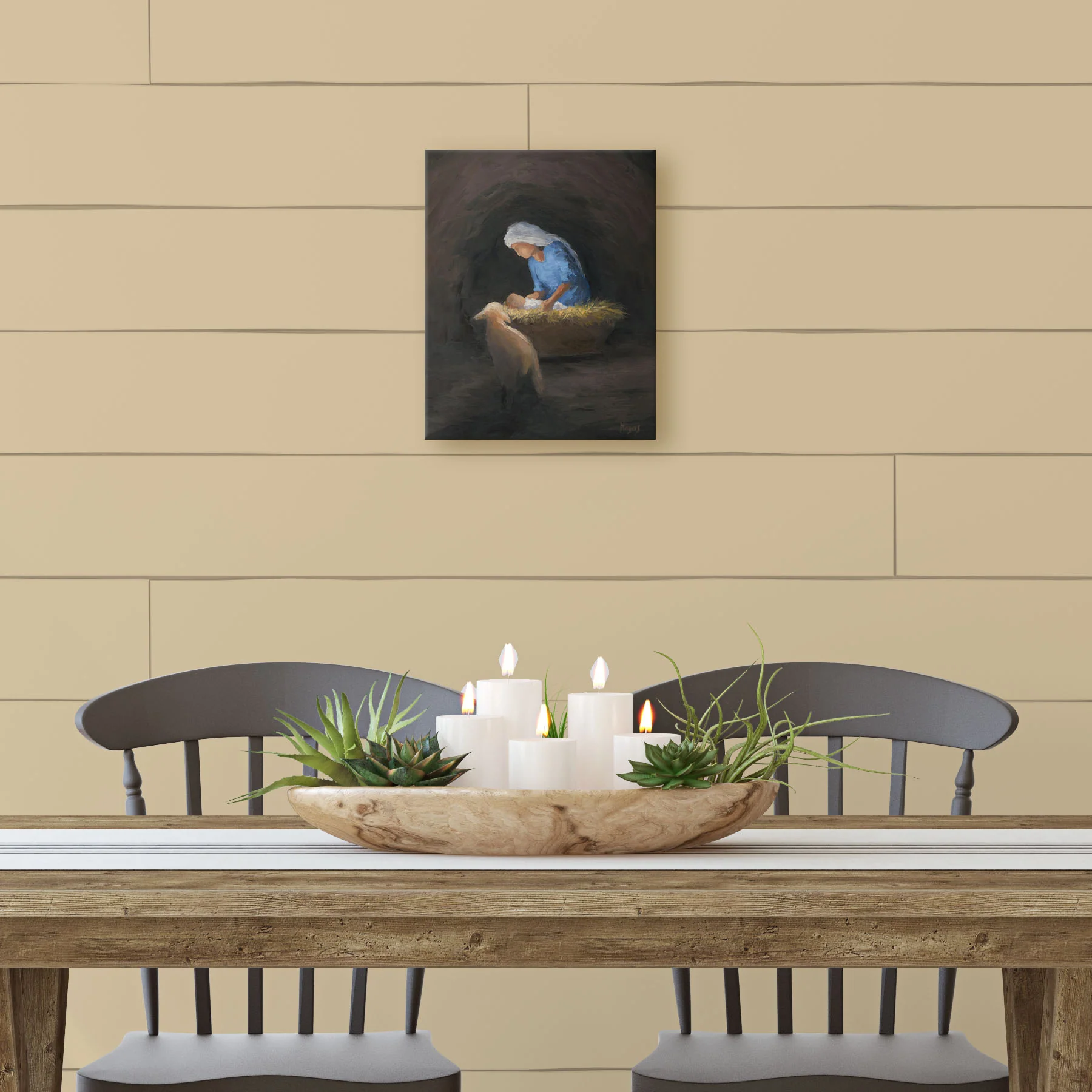 Rejoice! Fine Art Canvas Print: Entering the Manger - Image 2