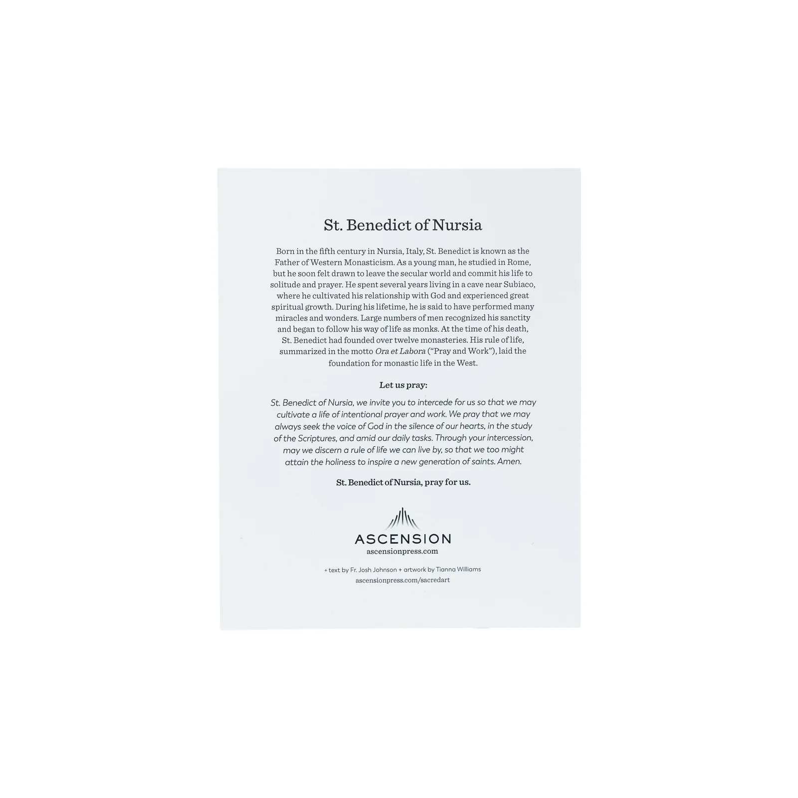 St. Benedict of Nursia Sacred Art 5x7 Prayer Cards - Image 3