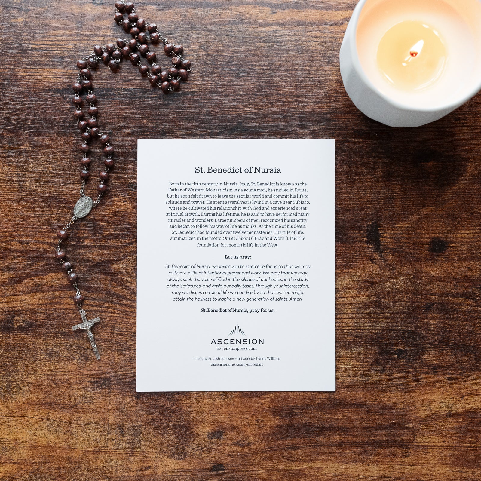 St. Benedict of Nursia Sacred Art 5x7 Prayer Cards - Image 5