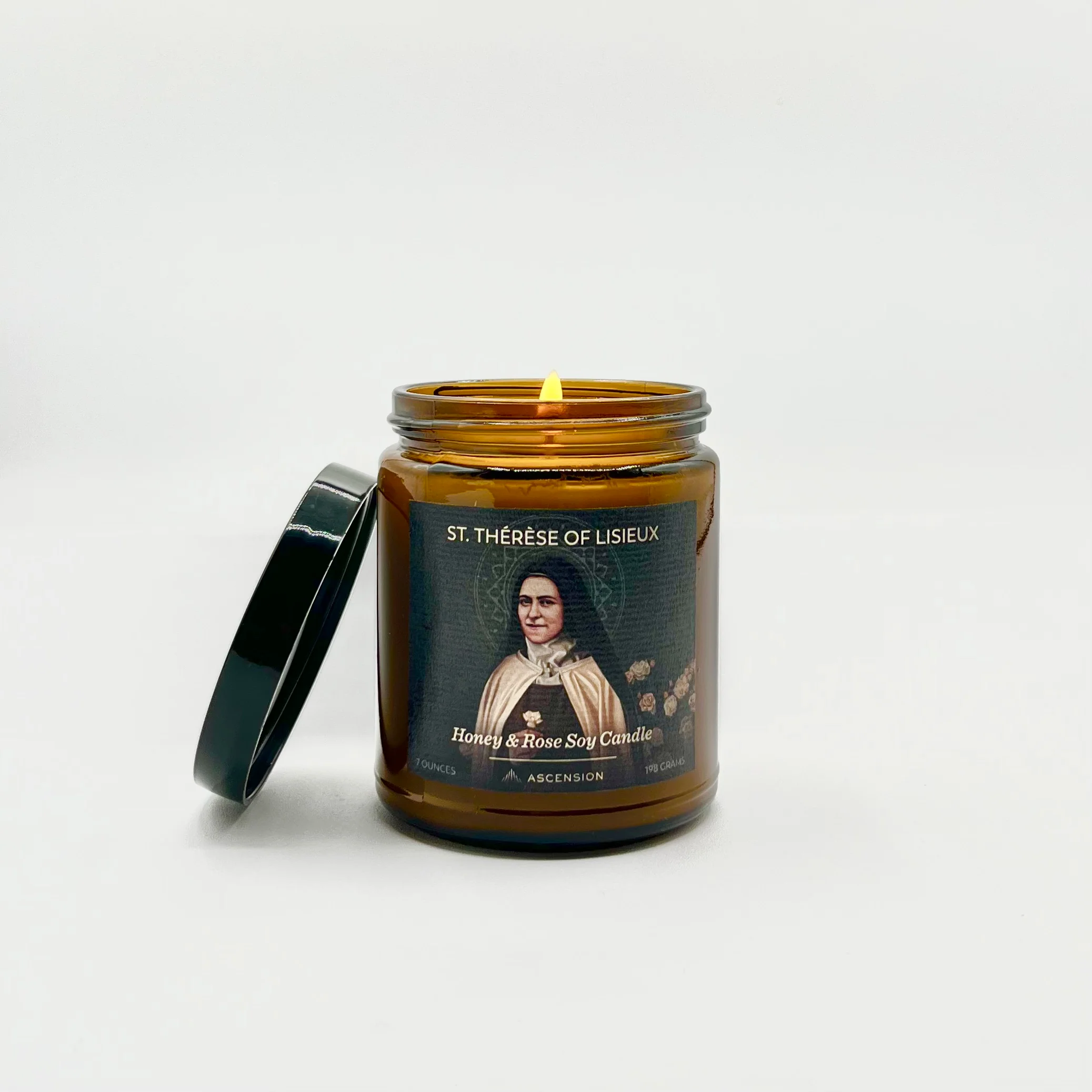 "Honey & Rose" / St. Thérèse of Lisieux Soy Candle - Image 2